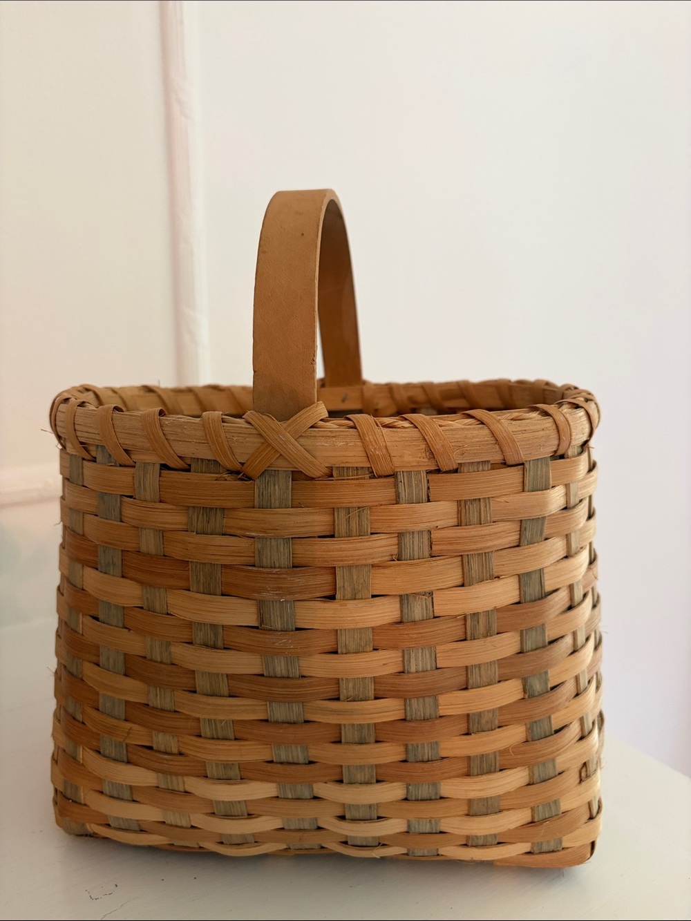 Woven Handled Basket - Neutral Tan